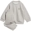 Adidas Originals Kids' Adidas Trefoil Essentials Crewneck Sweatshirt & Joggers Set In Medium Grey Heather