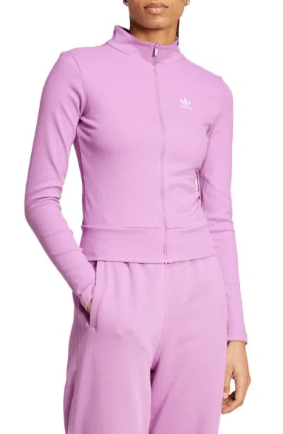 Adidas Originals Adidas Trefoil Essentials Rib Track Jacket In Preloved Purple