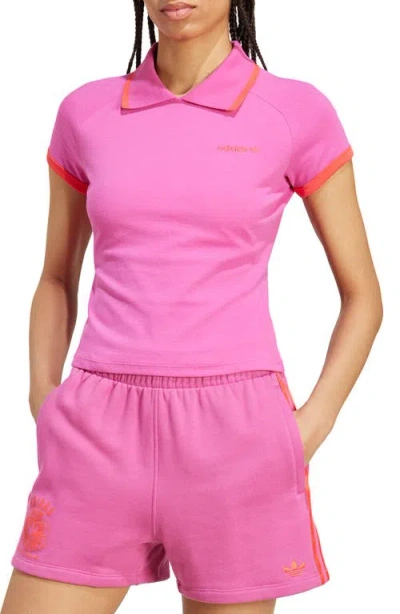 Adidas Originals Adidas Trefoil Logo Stretch Cotton Piqué Polo In Pink