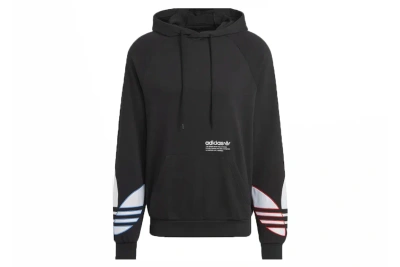 Pre-owned Adidas Originals Adidas Tricolor Trifoil Pullover Hoodie Black