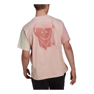 Adidas Originals Adidas U Co G T Colorblock Sports Round Neck Short Sleeve Pink Red T-shirt