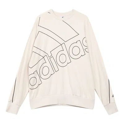 Adidas Originals Adidas U Favs Q1 Swt Logo Printing Sports Pullover Round Neck Bauxite Brown In White