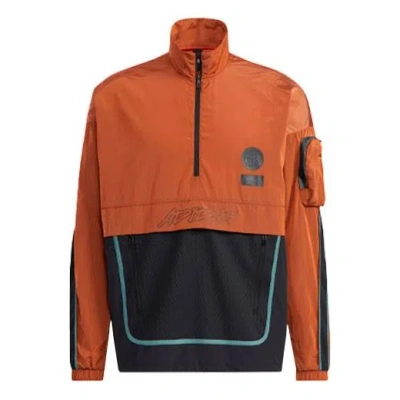 Adidas Originals Adidas Ub Wb Anorak Casual Sports Colorblock Stand Collar Jacket Orange In Multi