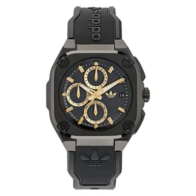 Pre-owned Adidas Originals Adidas Unisex Chrono Watch City Tech Three Silicone Black Aofh24020