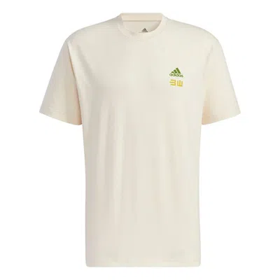 Adidas Originals Adidas Unisex Iseem Gfx Sports Printing Round-neck Beige/white In Neutral