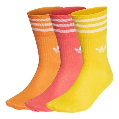 Adidas Originals Adidas Unisex Mid Cut Crw Logo Jacquard Socks 3 Packs Pink/orange/yellow In Multi