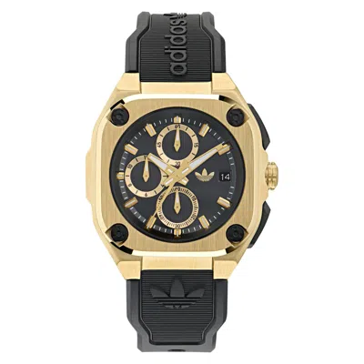 Pre-owned Adidas Originals Adidas Unisex Watch Chrono City Tech Three Silicone Black Aofh24018