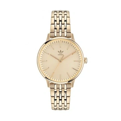 Adidas Originals Adidas Unisex Three Hand Code One Small Gold-tone Stainless Steel Bracelet Watch 35mm