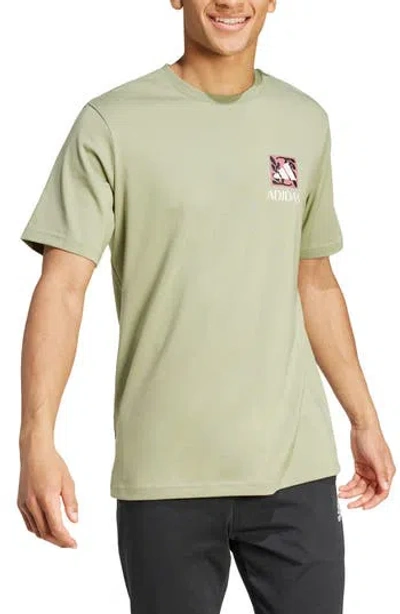 Adidas Originals Adidas Wellness Short Sleeve Graphic T-shirt In Tent Green
