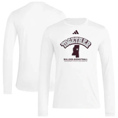 Adidas Originals Adidas White Mississippi State Bulldogs Together On-court Pregame Long Sleeve T-shirt