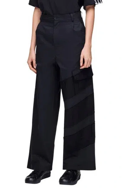 Adidas Originals Adidas Wide Leg Cargo Pants In Black/