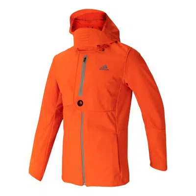 Adidas Originals Adidas Wind.rdy Jkt M Logo Zipper Sports Hooded Jacket Orange In Yellow