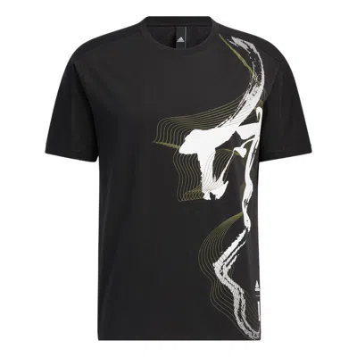 Adidas Originals Adidas Wj Gfx Story Casual Breathable Round Neck Sports Short Sleeve Black