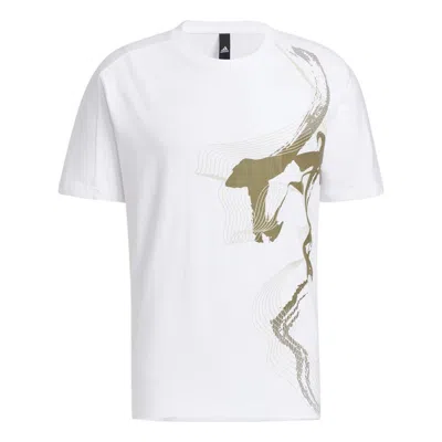 Adidas Originals Adidas Wj Gfx Story Casual Breathable Round Neck Sports Short Sleeve White