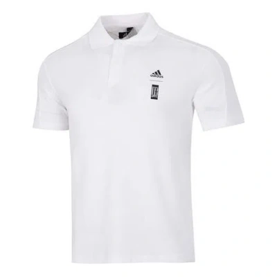 Adidas Originals Adidas Wj Solid Color Logo Micro Mark Athleisure Casual Sports Short Sleeve Polo Shirt White