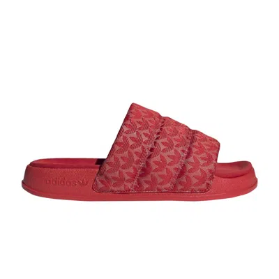 Pre-owned Adidas Originals Adidas Wmns Adilette Essential Slides 'trefoil Monogram - Scarlet' | Red | Women's Size 5