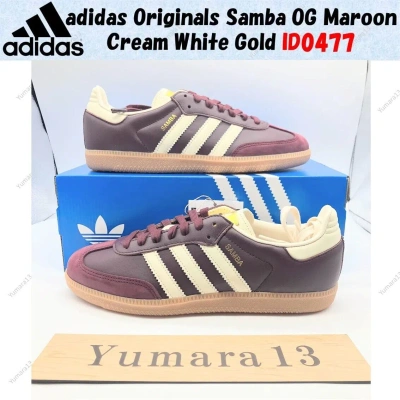 Pre-owned Adidas Originals Adidas Wmns Originals Samba Og Maroon Cream White Gold Id0477 Women's Size In Red