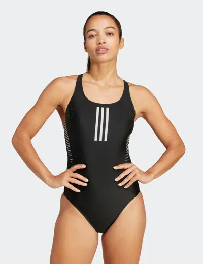 Adidas Originals Adidas Women's 3-stripes Graphic V-back Swimsuit In Black