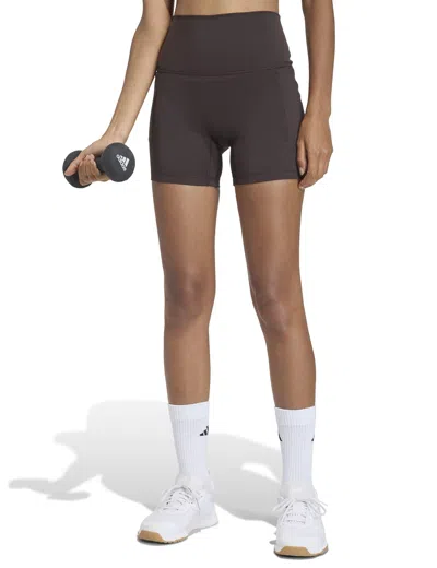 Adidas Originals Adidas Women's 3 Stripes Studio All Me Booty Short Leggings In Brown