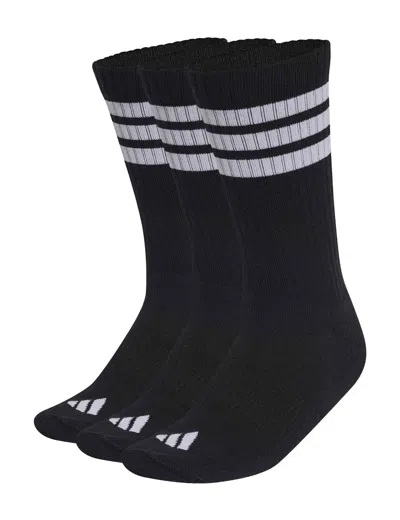 Adidas Originals Adidas Women's 3-stripes Cushioned Crew Socks 3 Pair Pack In Black