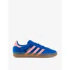 Adidas Originals Adidas Womens Blue Semi Pink Spark Gum Gazelle Indoor Logo-print Velour And Suede Low-top Trainers