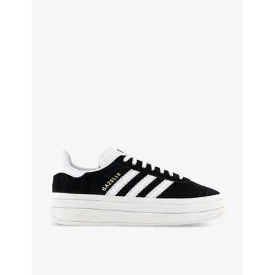Adidas Originals Womens Core Black Gazelle Bold Brand-stripe Suede Low-top Trainers Eur 38/5 Uk