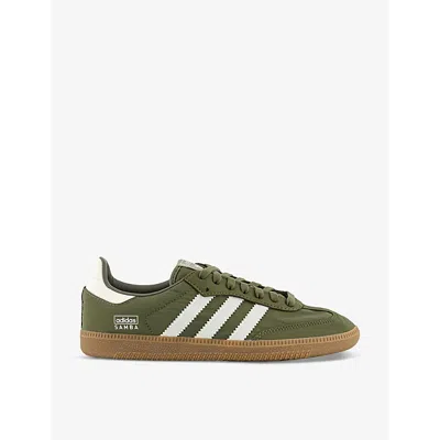 Adidas Originals Adidas Womens Focus Olive Wonder White Samba Og Logo-print Woven Low-top Trainers