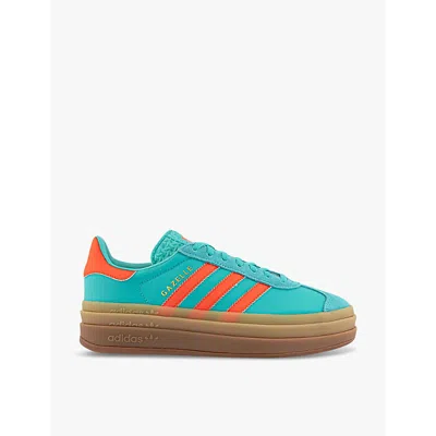 Adidas Originals Adidas Womens Gazelle Bold Brand-embellished Suede Low-top Trainers In Blue