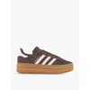 Adidas Originals Adidas Womens Icey Pink Auburn Gold Me Gazelle Bold Brand-stripe Suede Low-top Trainers In Maroon/pink