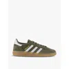 Adidas Originals Adidas Womens Olive Strata Silver Meta Handball Spezial Logo-print Suede Low-top Trainers In Olive Strata Silver Meta