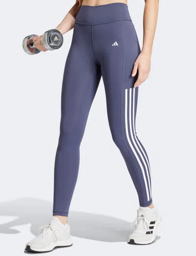 Adidas Originals Adidas Women's Optime 3-stripes Full-length Leggings In Purple