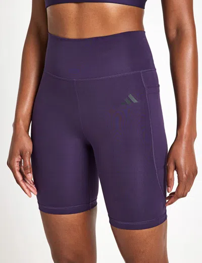 Adidas Originals Adidas Women's Optime Essentials Stash Pocket 7-inch Short Leggings In Purple