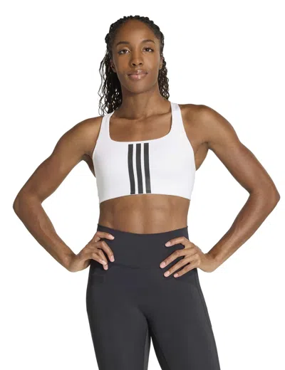 Adidas Originals Adidas Women's Powerimpact Training Medium-support 3-stripes Sports Bra In White