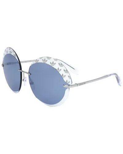 Adidas Originals Adidas Ladies Silver Tone Round Sunglasses Or0019 In Blue