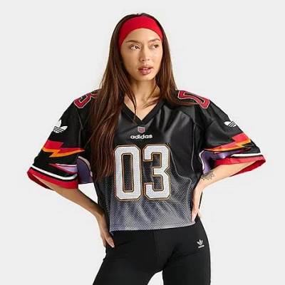 Adidas Originals Adidas Women's Originals Adilenium Season 3 Short-sleeve Crop Jersey Shirt In Black/black 