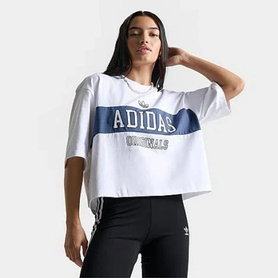 Adidas Originals Adidas Women's Originals Boxy Cropped T-shirt In White/pre Ink