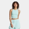 Adidas Originals Essentials Lifestyle Rib Crop Tank Top In Semi Flash Aqua