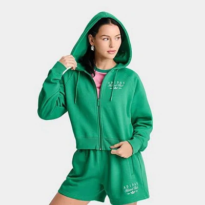 Adidas Originals Adidas Women's Originals Island Cropped Full-zip Hoodie In Semi Court Green