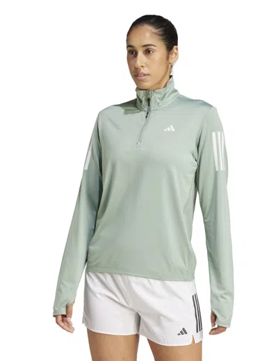 Adidas Originals The Run Half-zip Running Top Women In Green