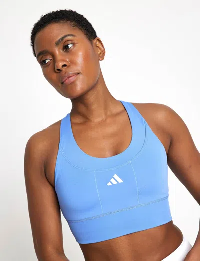 Adidas Originals Adidas Women's Run Pocket Medium Support Sports Bra In Blue