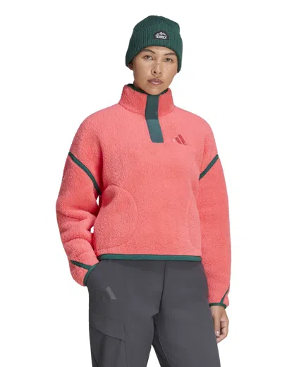 Adidas Originals Terrex High-pile Fleece Sweater In Red