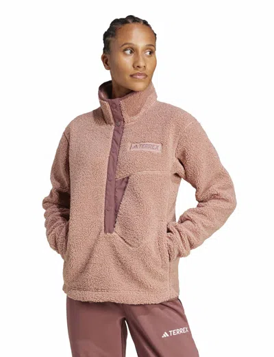 Adidas Originals Adidas Women's Terrex Xploric High Pile Fleece Pullover Sweatshirt In Pink
