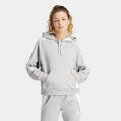 Adidas Originals Adidas Women's Tiro 24 Sweat Hoodie In Medium Grey Heather/white