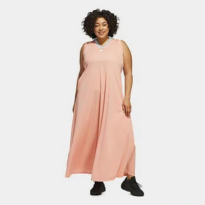 Adidas Originals Womens Adidas Tiro 3-stripes Long Dress In Ambient Blush/white
