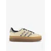 Adidas Originals Adidas Womens Cream White Black Leopar Gazelle Bold Brand-embellished Suede Low-top Trainers