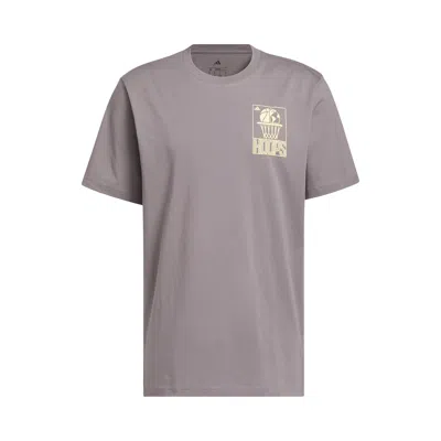 Pre-owned Adidas Originals Adidas World Wide Hoops Graphic T-shirt 'taupe Oxide' | Grey | Men's Size Xs In Gray