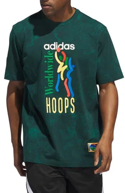 Adidas Originals Adidas Worldwide Hoops Basketball Cotton Graphic T-shirt In Green