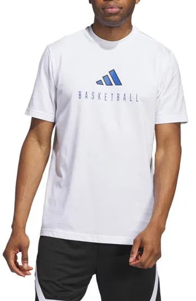 Adidas Originals Mens Adidas Worldwide Hoops Logo Graphic Basketball T-shirt In White