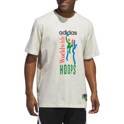 Adidas Originals Adidas Worldwide Hoops Cotton Graphic T-shirt In Neutral