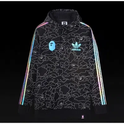 Pre-owned Adidas Originals Adidas X A Bape Collaboration Tech Hoodie Length 77cm Black Size Xs 2404r